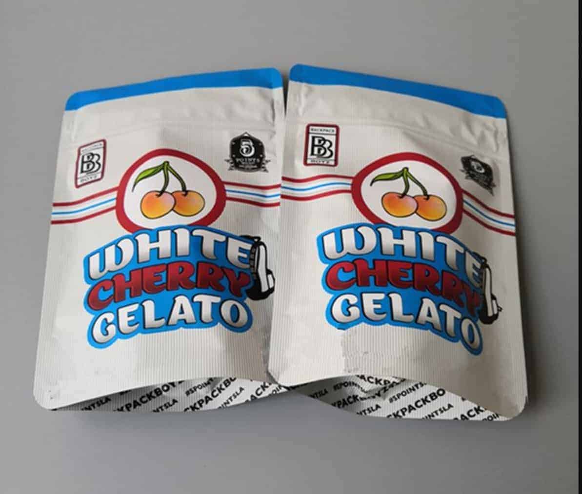 Backpack Boyz White Cherry Gelato Cali Tin Labels Mylar Bag Stickers