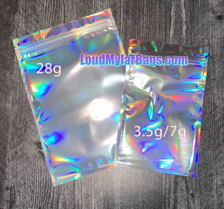 Holographic Mylar Bags Great For Custom Products 2 Sizes Loud