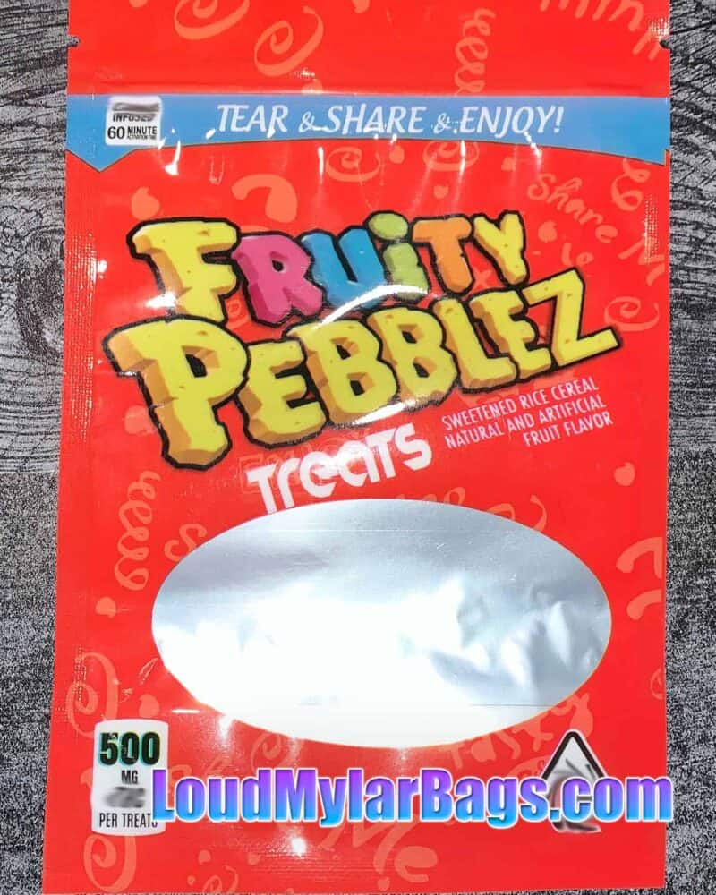 Edible Cereal Treat 500mg - Fruity Pebblez Treat Empty Bag Packaging